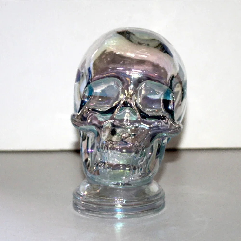 Glass Skull Iridescent clear 5.5” halloween house decor punk goth